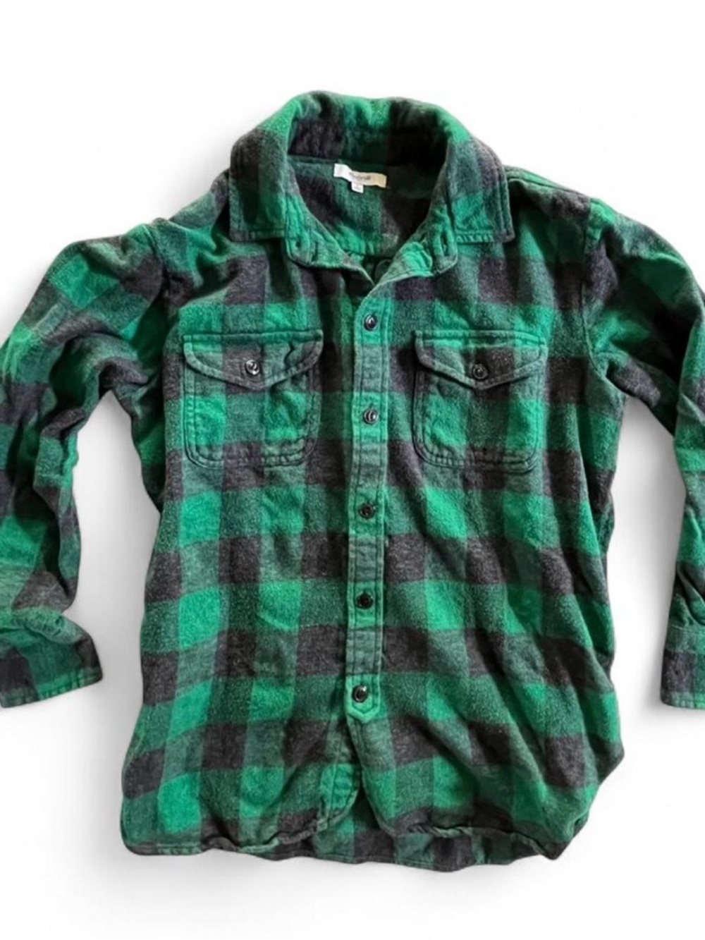 Madewell Green Check Flannel Shirt
